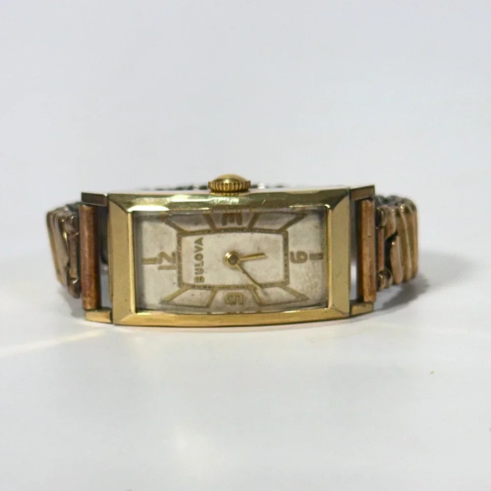 Vintage Bulova Sutton Art Deco 21 Jewels Watch Gold Tone Expansion Restoration